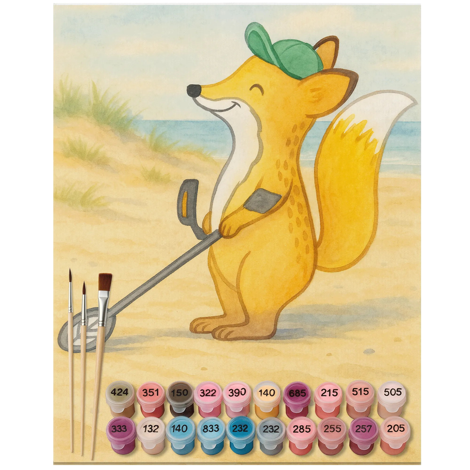 Paint by Numbers Fox metal detector Design Gift, giving, thank you, award, profit, athlete, probe walker, Metal detector, look for coins, probe, treasure hunt