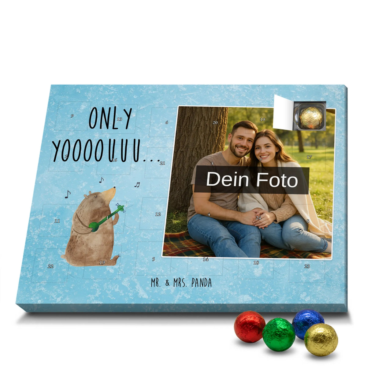 Personalisierter Schoko Foto Adventskalender Bär Gitarre Fotokalender Advent, Foto Schokoladen Adventskalender, Foto Adventskalender, Schoko Foto Adventskalender, Personalisierter Schoko Foto Adventskalender, Teddybär, Teddy, Bär
