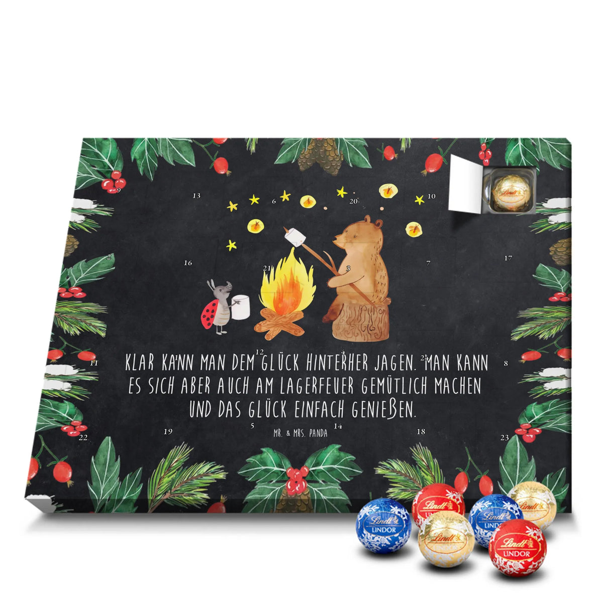 Schoko Adventskalender Bär & Marienkäfer Lagerfeuer