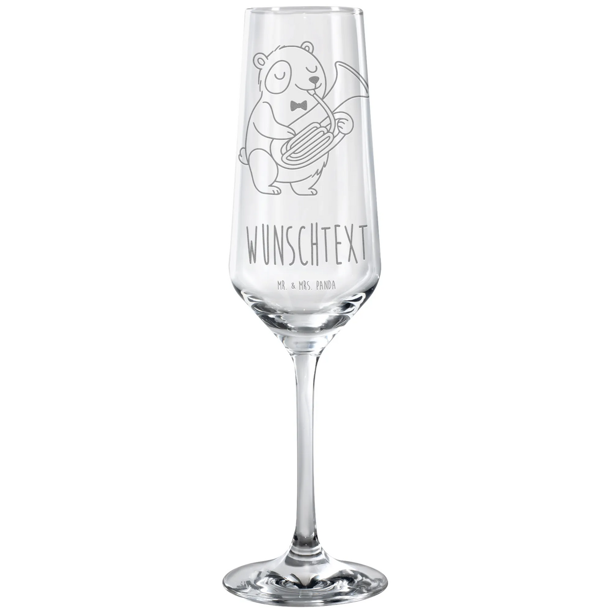 Personalized Sparkling Wine Glass Panda tenor horn Instruments, gifts for musicians, music enthusiasts