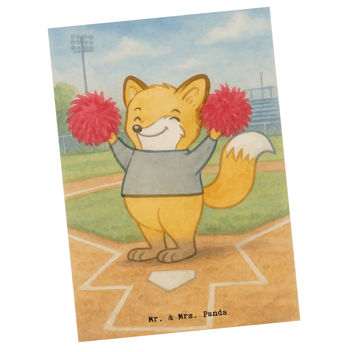 Postkarte Fuchs Cheerleader Design Kunstkarten, Grußkarte, bildkarte, Ansichtskarte, Fotokarte, einzelkarte, spruchkarte, kunstkarte, Designkarte, Postkarte, Ansichtskarten, Motivkarte, Postkarten, Geschenk, Schenken, Sport, Sportart, Hobby, Danke, Dankeschön, Auszeichnung, Gewinn, Sportler, Cheerleader, Turniere, Cheerleading, Turnen, Turn Club