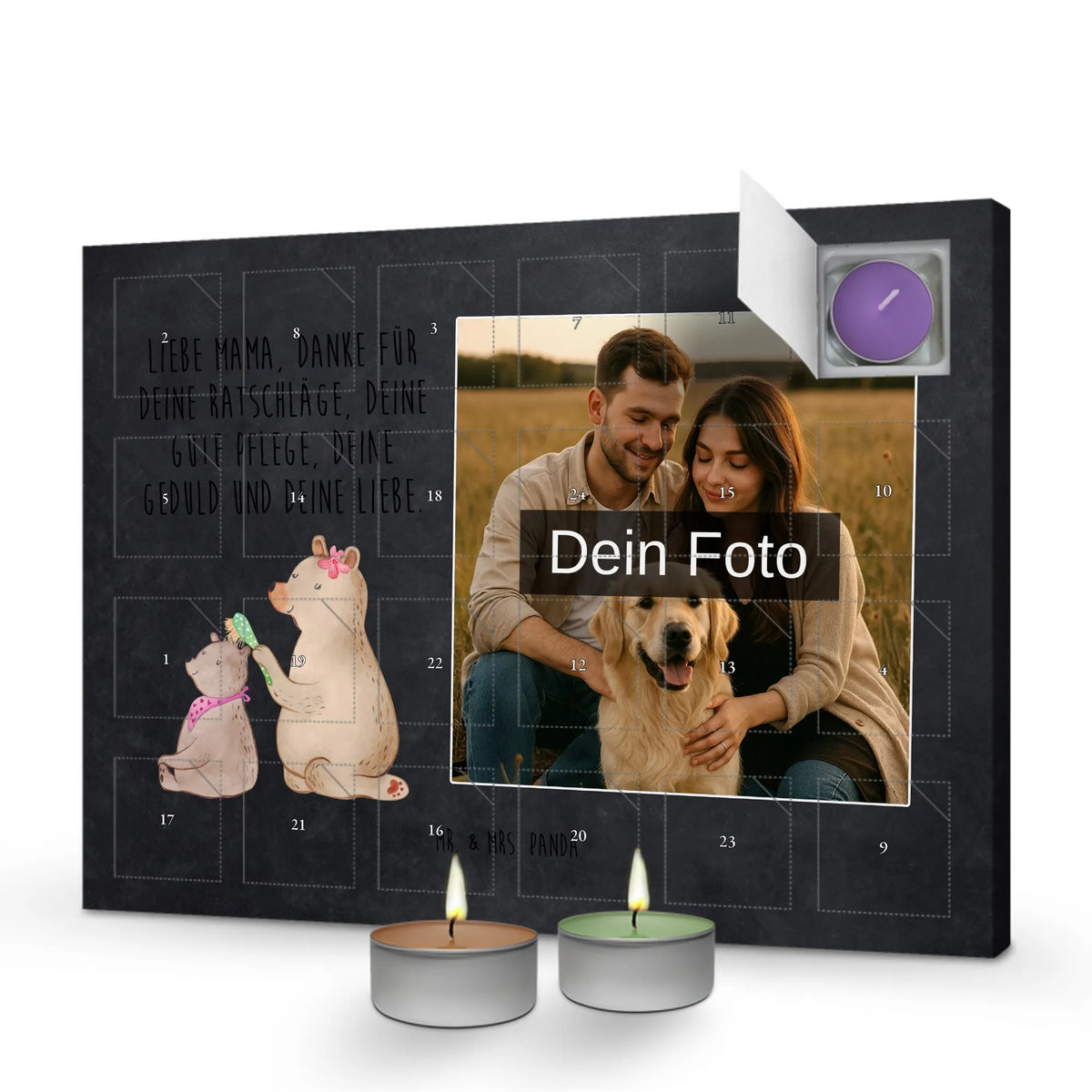 Personalisierter Duftkerzen Foto Adventskalender Bär Kind Personalisierter Duftkerzen Foto Adventskalender, Mama, Oma, Opa, Schwester, Papa, Bruder, Muttertag, Vatertag, Familie, Geschenk, Mutti, Mutter