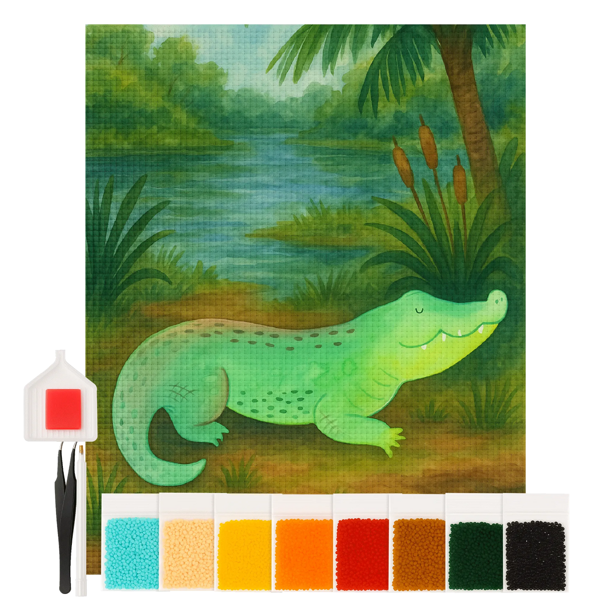 Diamond Painting Crocodile Design gift ideas, vacation, Seafood, aquatic animals, ocean, shells, corals, reef, whale, narwhal, sea urchin, lobster, platypus, manatee, crocodile, shrimp, gifts for seafood lovers, water world, underwater animals, underwater world, deep sea, seafood fans, seafood decoration, seafood posters, to be spontaneous, crocodiles, girlfriend, to be crazy, favorite person, best friend, adventurousness