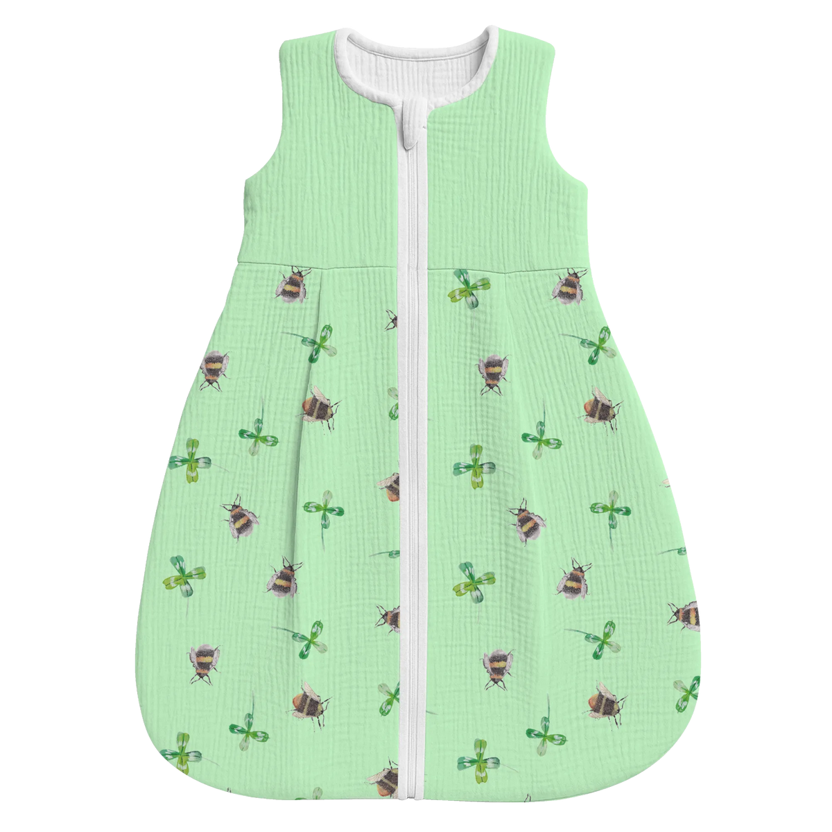 Schlafsack Baby Hummeln Kleeblatt Muster Babyschlafsack, Schlafsack Baby, Tiere, Gute Laune, Tiermotive, Lustige Sprüche, Spruch schön, Spruch Fröhlich, glücklich Werden, glücklich sein, Spruch Positiv, Hummel, Biene Deko, Biene
