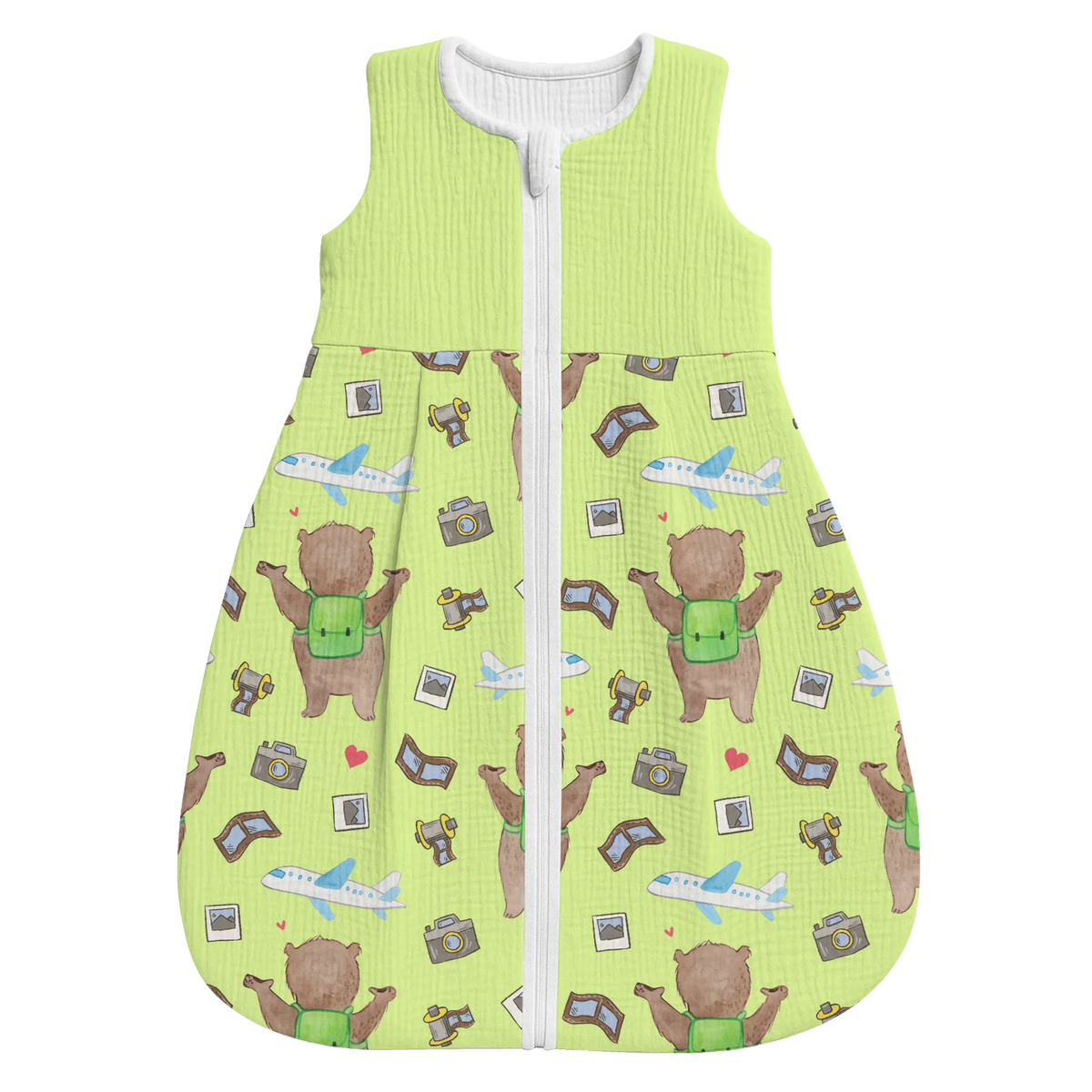 Schlafsack Baby Bär Reisen Muster Babyschlafsack, Schlafsack Baby, Geschenk, Sport, Sportart, Hobby, Schenken, Danke, Dankeschön, Auszeichnung, Gewinn, Sportler, Schüleraustausch, Austauschjahr, Weltreise, Urlaube, Auslandsjahr, Reiseveranstalter, Reisegruppe, Reisebüro, Urlaub, Reisen