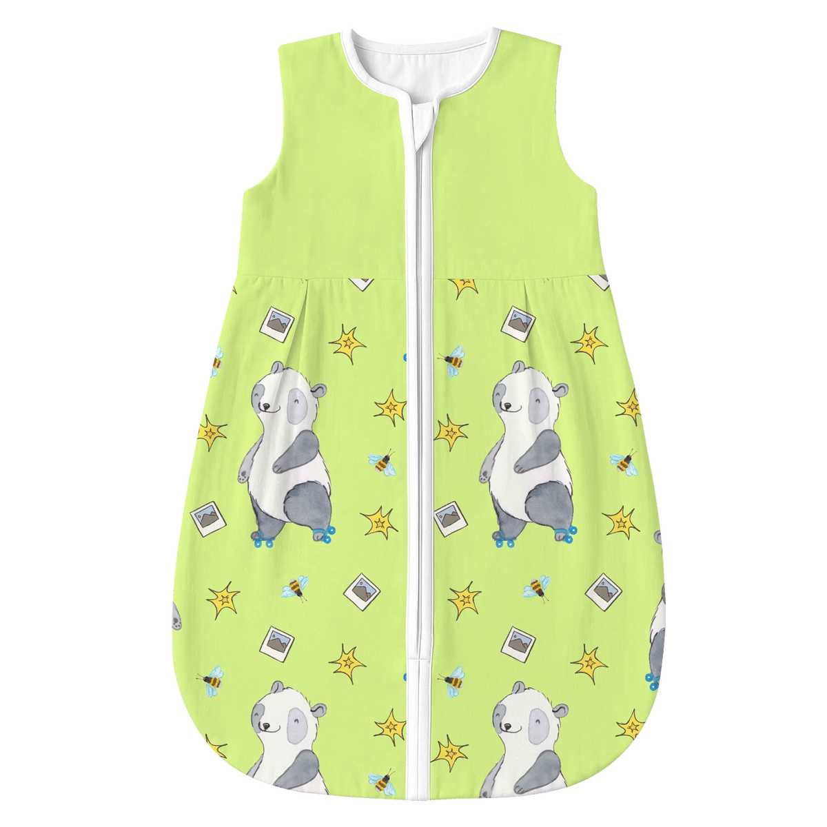 Schlafsack Baby Panda Inliner fahren Muster Babyschlafsack, Schlafsack Baby, Geschenk, Sport, Sportart, Hobby, Schenken, Danke, Dankeschön, Auszeichnung, Gewinn, Sportler, Inlinern, Rollschuh fahren, Inliner fahren
