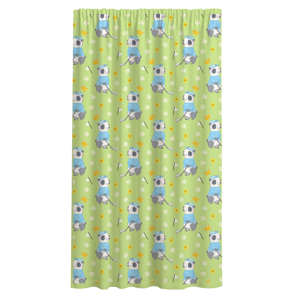 Vorhang Panda Golfen Muster Baumwollvorhang, Gardine, Stoffvorhang, Vorhang, Flächenvorhang, Seitenschal, Schiebevorhang, Gardinenschal, Vorhang Schal, Geschenk, Schenken, Sport, Sportart, Hobby, Danke, Dankeschön, Auszeichnung, Gewinn, Sportler, Golfplatz, Golfen, Golf Verein, Golfturnier, Golf spielen