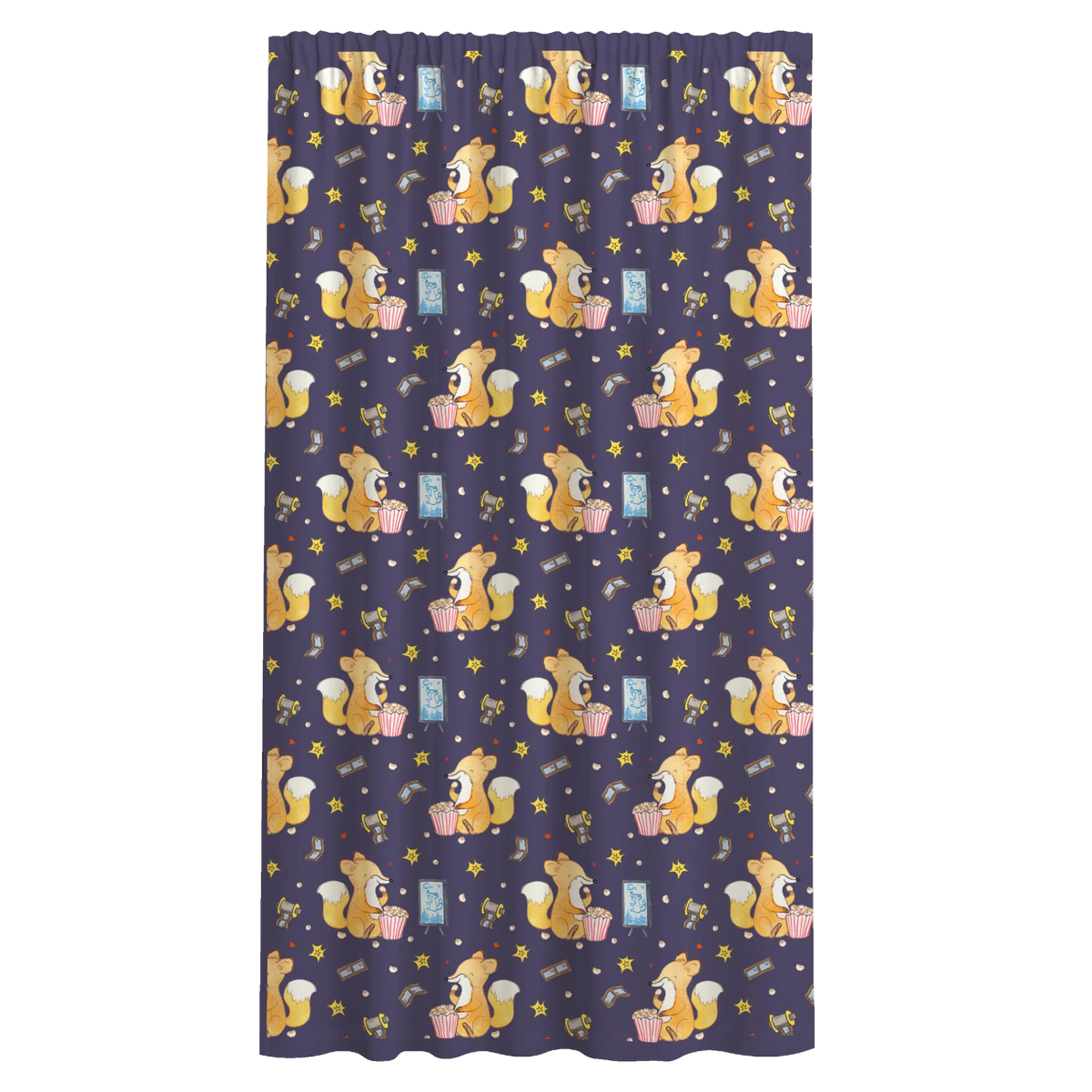 Vorhang Fuchs Filme gucken Muster Gardine, Flächenvorhang, Seitenschal, Vorhang Schal, Vorhang, Gardinenschal, Schiebevorhang, Stoffvorhang, Baumwollvorhang, Geschenk, Schenken, Sport, Sportart, Hobby, Danke, Dankeschön, Auszeichnung, Gewinn, Sportler, Kino, Filme Gucken, Filmabend, Fernsehen, TV
