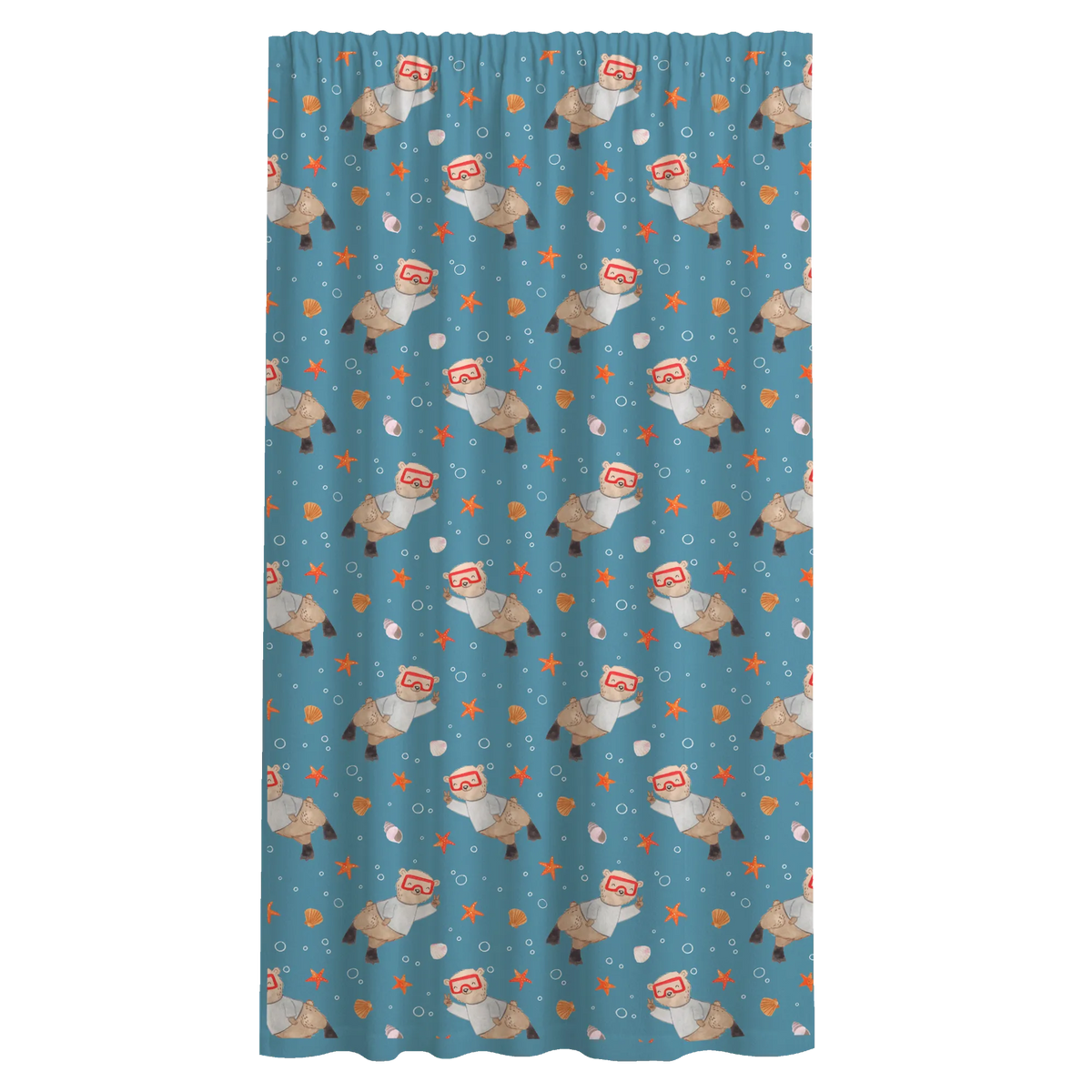 Vorhang Bär Tauchen Muster Gardine, Stoffvorhang, Flächenvorhang, Vorhang Schal, Schiebevorhang, Gardinenschal, Baumwollvorhang, Vorhang, Seitenschal, Geschenk, Schenken, Sport, Sportart, Hobby, Danke, Dankeschön, Auszeichnung, Gewinn, Sportler, Tauchen, Schnorcheln, Dive, Tauchschule, Tauchgang, Diving