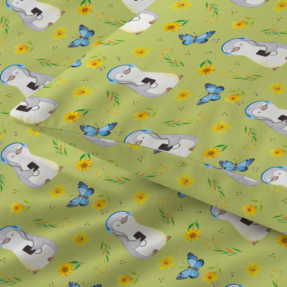 Bettwäsche Pinguin Musik hören Muster Kuschelbettwäsche, Kissenbezug, Baumwollbettwäsche, Bettwäsche Satin, Baumwoll Satin, Bettwäsche Set, Bettzeug, Baumwoll-Satin Bettwäsche, Bettwäsche, Bettwäsche Baumwolle, Deckenbezug, Bettwäschegarnitur, Bettdeckenbezug, Bettbezug, Kissenhülle, Geschenk, Schenken, Sport, Sportart, Hobby, Danke, Dankeschön, Auszeichnung, Gewinn, Sportler, Lieblingssong, Musik hören