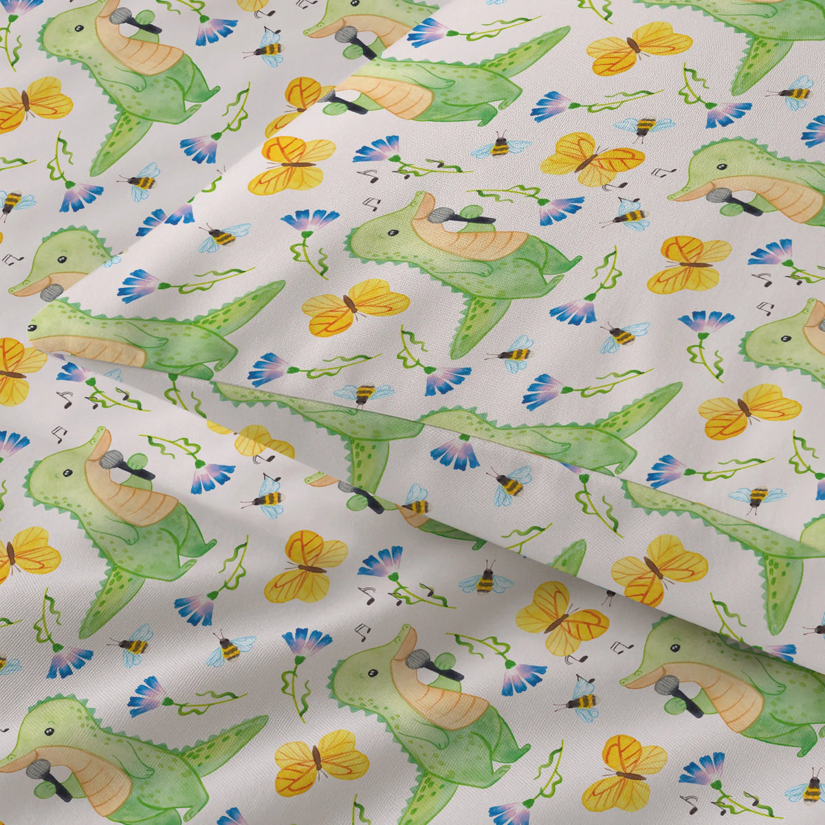Bettwäsche Krokodil Singen Muster Baumwoll-Satin Bettwäsche, Baumwollbettwäsche, Kissenbezug, Bettzeug, Baumwoll Satin, Kuschelbettwäsche, Bettdeckenbezug, Kissenhülle, Bettbezug, Bettwäsche Set, Bettwäsche, Bettwäsche Satin, Bettwäsche Baumwolle, Deckenbezug, Bettwäschegarnitur, Geschenk, Schenken, Sport, Sportart, Hobby, Danke, Dankeschön, Auszeichnung, Gewinn, Sportler, Hobbysänger, Singen, Band, Gesang, Live Auftritt