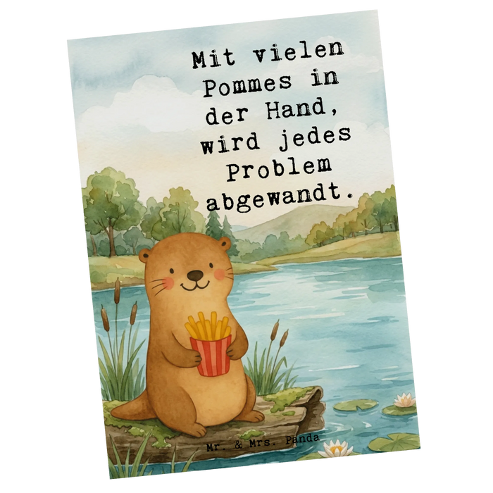 Postkarte Otter See Pommes Design