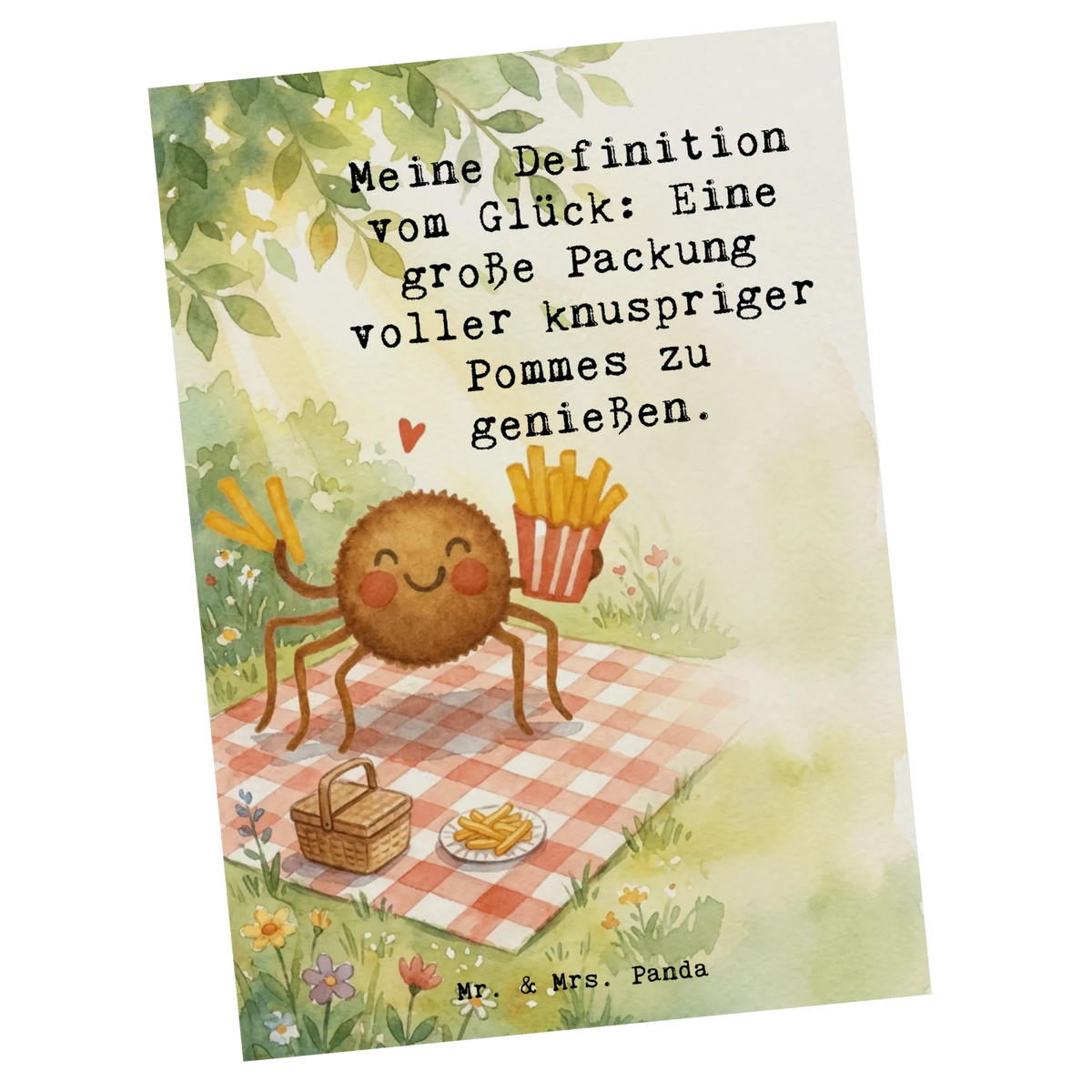 Postkarte Spinne Agathe Pommes Design Kunstkarten, Einzelkarte, Postkarten, Fotokarte, Bildkarte, Designkarte, Postkarte, Ansichtskarten, Motivkarte, Grußkarte, Spruchkarte, Kunstkarte, Ansichtskarte