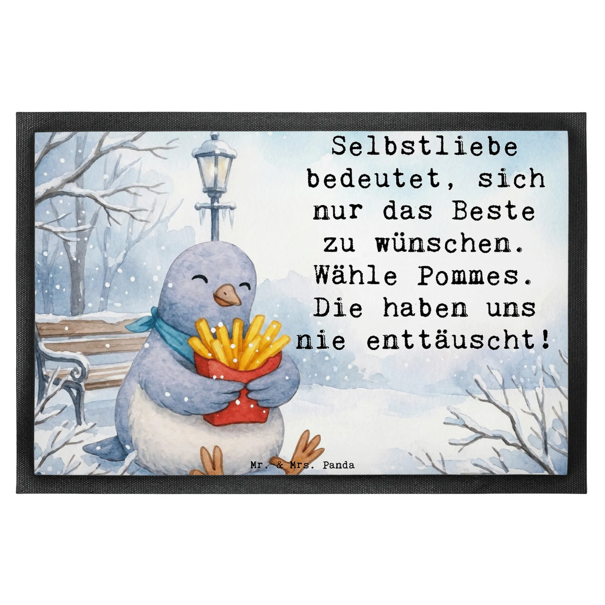 Fußmatte Taube Winter Pommes Design Fußmatte, Vorleger, Haustürmatte, Matte Haustür, Bodenmatte, Schmutzmatte, Schmutzfangmatte, Eingangsmatte, Eingangsteppich, Schmutzfangteppich, Bodenvorleger, Türvorleger, Abtreter, Gummimatte, Türmatte, Schuhabstreifer, Fußabstreifer, Abtretmatte, Schmutzfänger, Hausmatte, Gummi-Fußmatte, Sauberlaufmatte, Teppichmatte, Fußabtreter, Außenmatte, Fussmatte, Flurmatte, Outdoor-Matte, Abstreifer