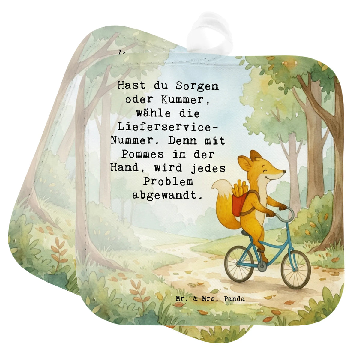 2er Set Topflappen  Fuchs Lieferung Pommes Design Topflappen im Doppelpack, Topflappen, Topflappenset, Doppel Topflappen, Topfhalter, 2er Set Topflappen, Kochlappen, Zwei Topflappen, Topflappen 2er Set, Topflappen Set, Ofenlappen, Topfuntersetzer