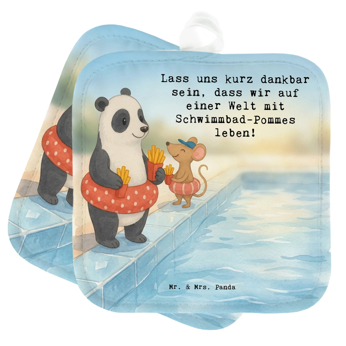2er Set Topflappen  Panda Schwimmbad Pommes Design 2er Set Topflappen, Topfuntersetzer, Topflappen im Doppelpack, Kochlappen, Doppel Topflappen, Topflappen, Zwei Topflappen, Ofenlappen, Topflappen 2er Set, Topfhalter, Topflappenset, Topflappen Set