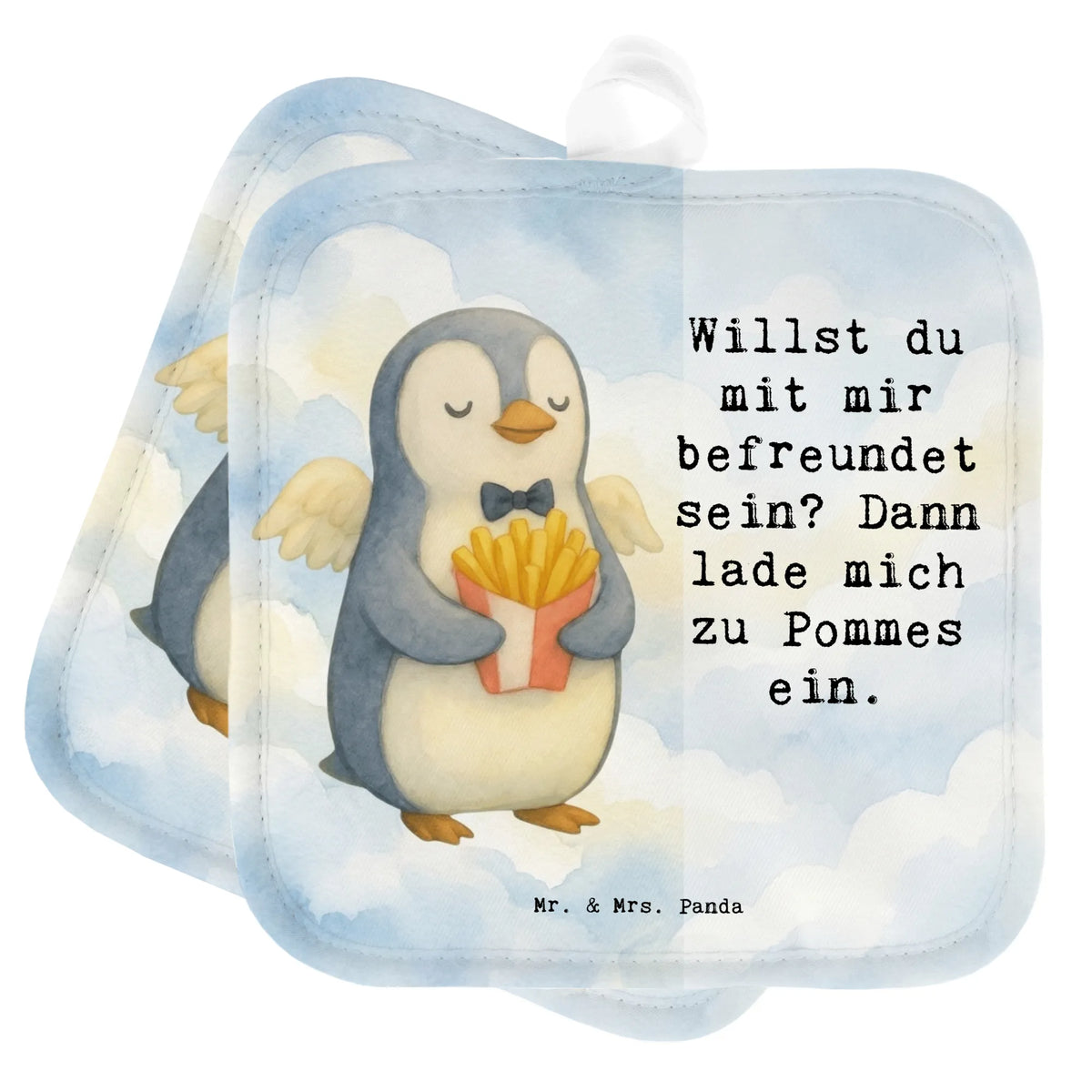 2er Set Topflappen  Pinguin Engel Pommes Design Doppel Topflappen, Topflappen 2er Set, Topflappen im Doppelpack, Topfuntersetzer, Ofenlappen, Zwei Topflappen, Kochlappen, Topfhalter, Topflappen, Topflappen Set, 2er Set Topflappen, Topflappenset