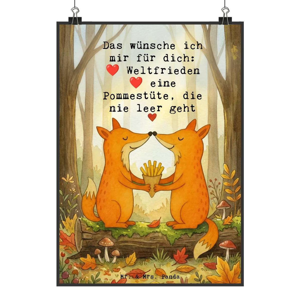 Poster Füchse Liebe Pommes Design Wanddekoration, Drucke, Kunstdruck Poster, Typografie Poster, Panda Poster, Deko Poster, Wanddruck, Grafikposter, Wandkunst, Wandschmuck, Wandbild, Designposter, Bild, Kunstdruck, Plakat, Deko Bild, Mr. & Mrs. Panda Poster, Wanddeko, Wanddeko Bild, Design Poster, Kunstposter, Posterdruck