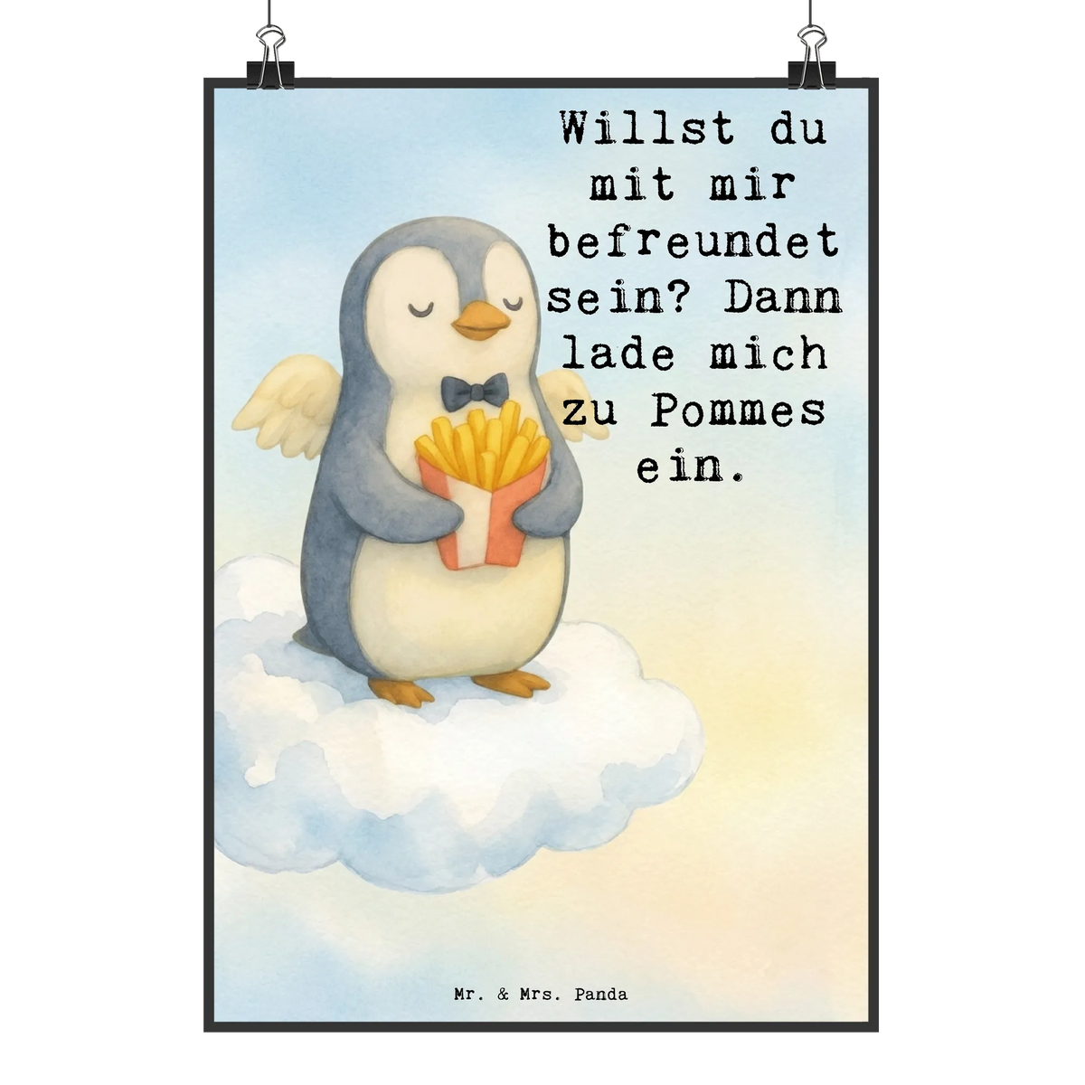 Poster Pinguin Engel Pommes Design Designposter, Plakat, Deko Bild, Design Poster, Wanddruck, Wanddekoration, Wandbild, Wandschmuck, Typografie Poster, Wandkunst, Panda Poster, Deko Poster, Wanddeko Bild, Grafikposter, Mr. & Mrs. Panda Poster, Wanddeko, Posterdruck, Kunstdruck Poster, Bild, Kunstdruck, Drucke, Kunstposter