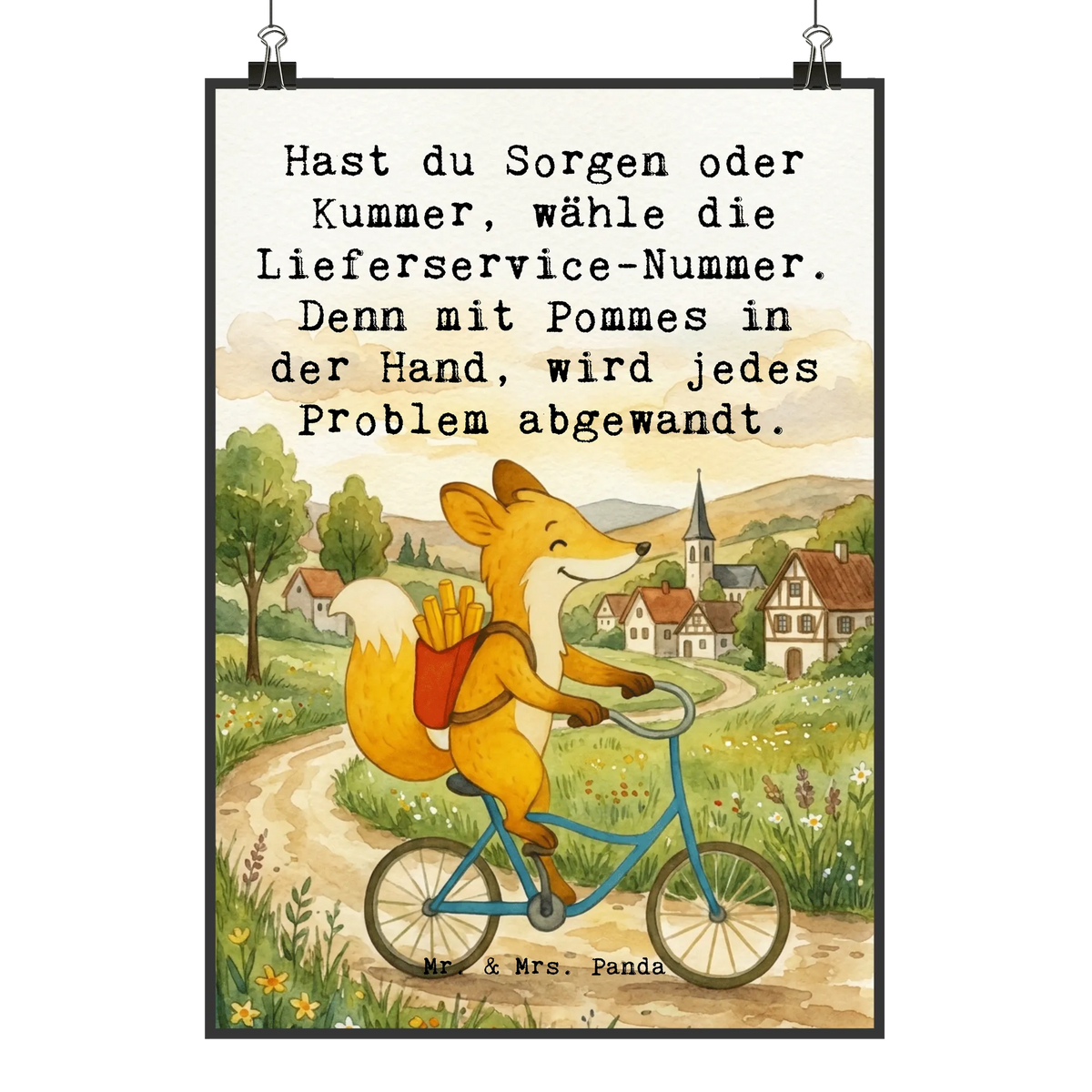 Poster Fuchs Lieferung Pommes Design Wandschmuck, Wanddekoration, Designposter, Kunstdruck Poster, Typografie Poster, Wanddeko, Wanddruck, Kunstdruck, Wanddeko Bild, Drucke, Wandkunst, Kunstposter, Wandbild, Deko Poster, Panda Poster, Mr. & Mrs. Panda Poster, Deko Bild, Plakat, Design Poster, Bild, Posterdruck, Grafikposter
