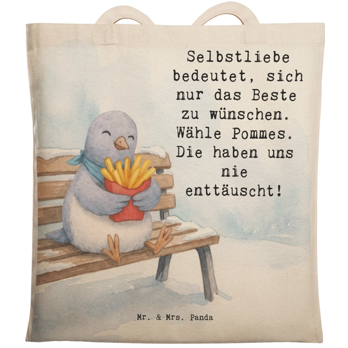 Einkaufstasche Taube Winter Pommes Design