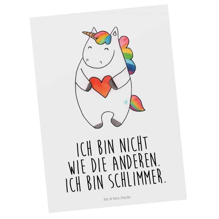 Postkarte Einhorn Herz