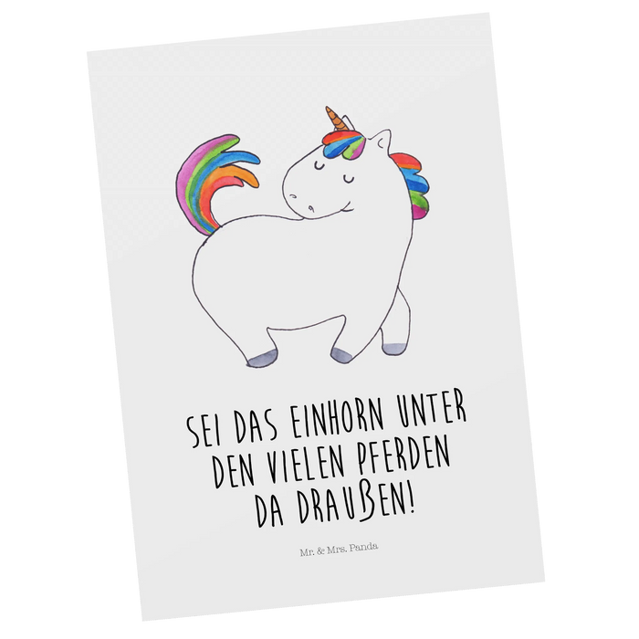 Postkarte Einhorn Stolzieren