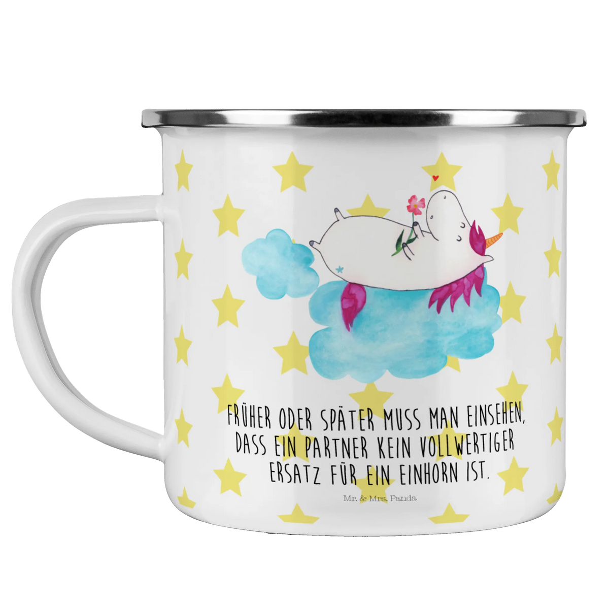 Camping Emaille Tasse Einhorn Verliebt