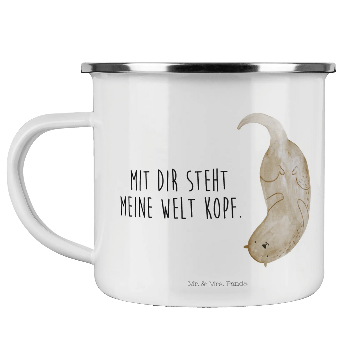 Camping Emaille Tasse Otter Kopfüber Pott, becher emaille, Motivtasse, blechbecher, Kaffeepott, metallbecher, wanderbecher, Reisebecher, wandertasse, Emaille Tasse, Haferl, Tasse Emaille, Outdoor Tasse, Blechtasse, Emailletasse, outdoortasse, Teetasse, Campingbecher, Outdoor Becher, Campingtasse, reisetasse, Teebecher, emaillebecher, Emaille Becher, Otter, Seeotter, Fischotter, Otter Seeotter See Otter