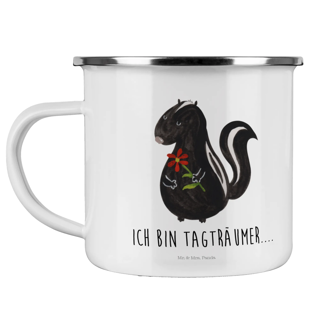 Camping Emaille Tasse Stinktier Blume