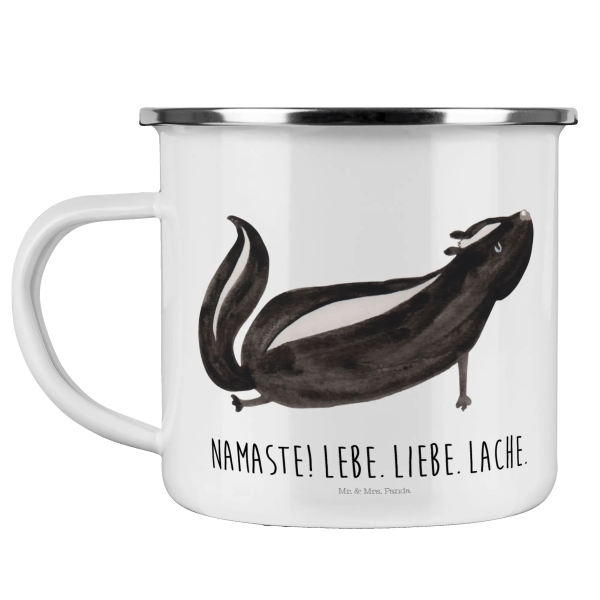 Camping Emaille Tasse Stinktier Yoga