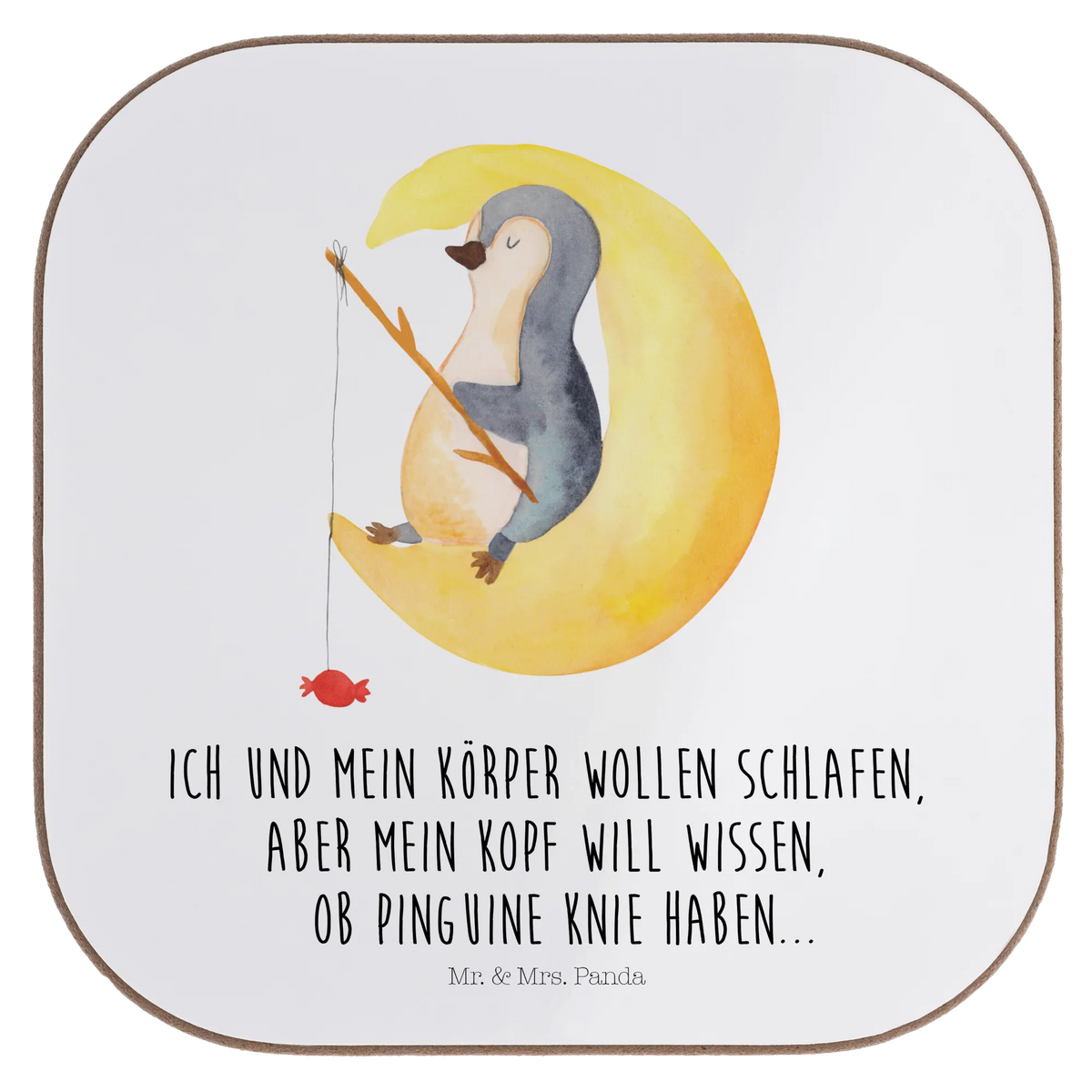 Square coaster Penguin moon North Pole, Penguins, penguins, night's rest, bedroom, insomnia, falling asleep, sleep, guest room, saying