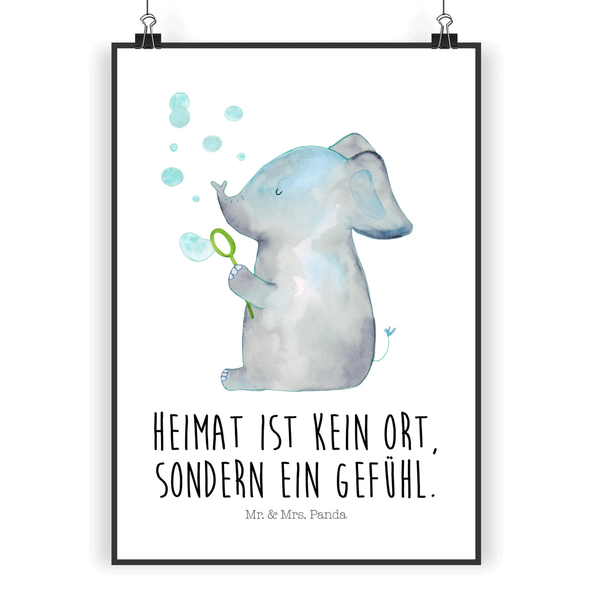 Poster Elefant Seifenblasen