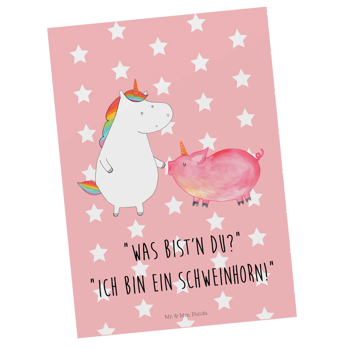 Postkarte Einhorn Schwein