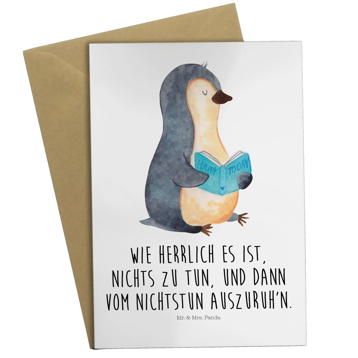 Greetings card Penguin A book North Pole, Penguins, lazing around, book, leisure, bookworm, penguins, reading, vacation, doing nothing, holidays