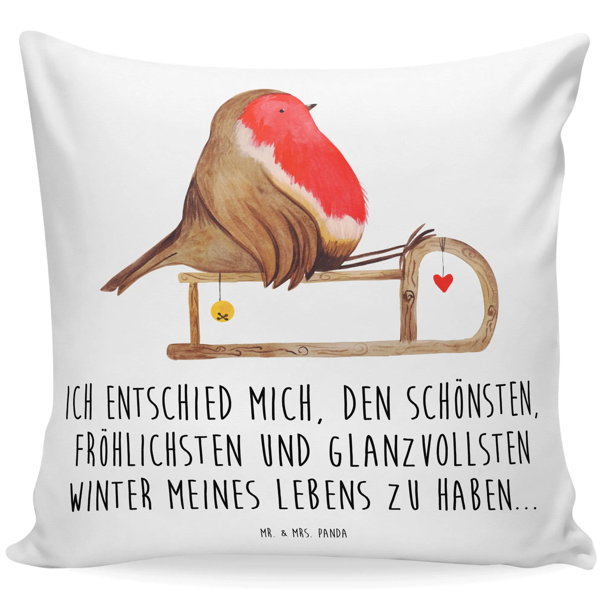 Cushion robin Sleds Christmas time, snow, bird, sleigh