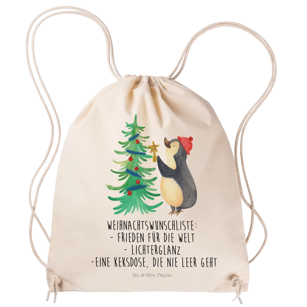Drawstring bag penguin Christmas tree