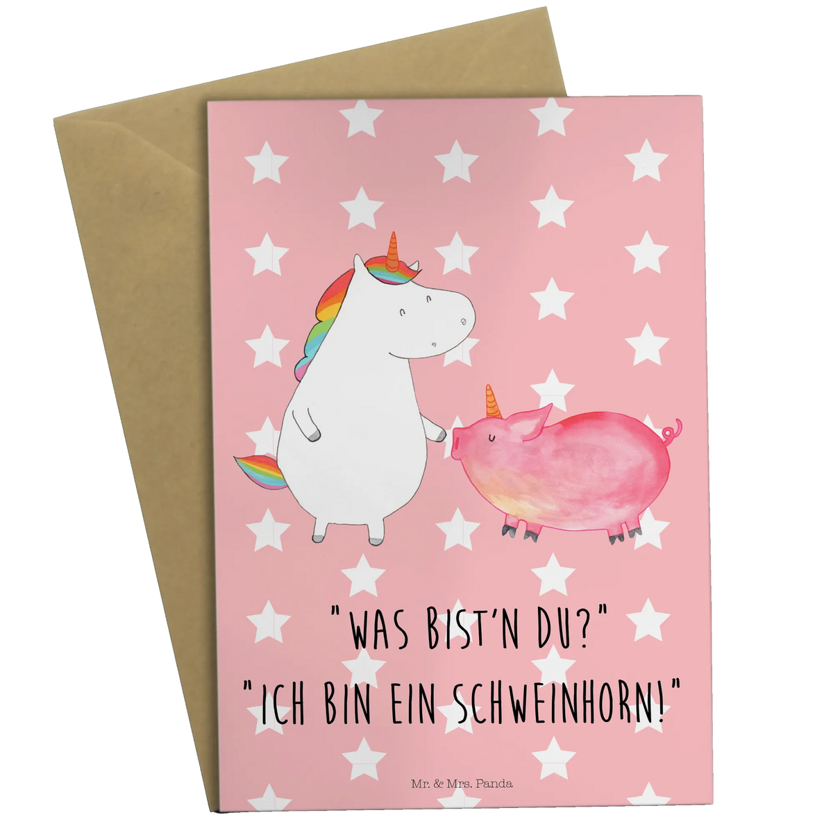 Grußkarte Einhorn Schwein