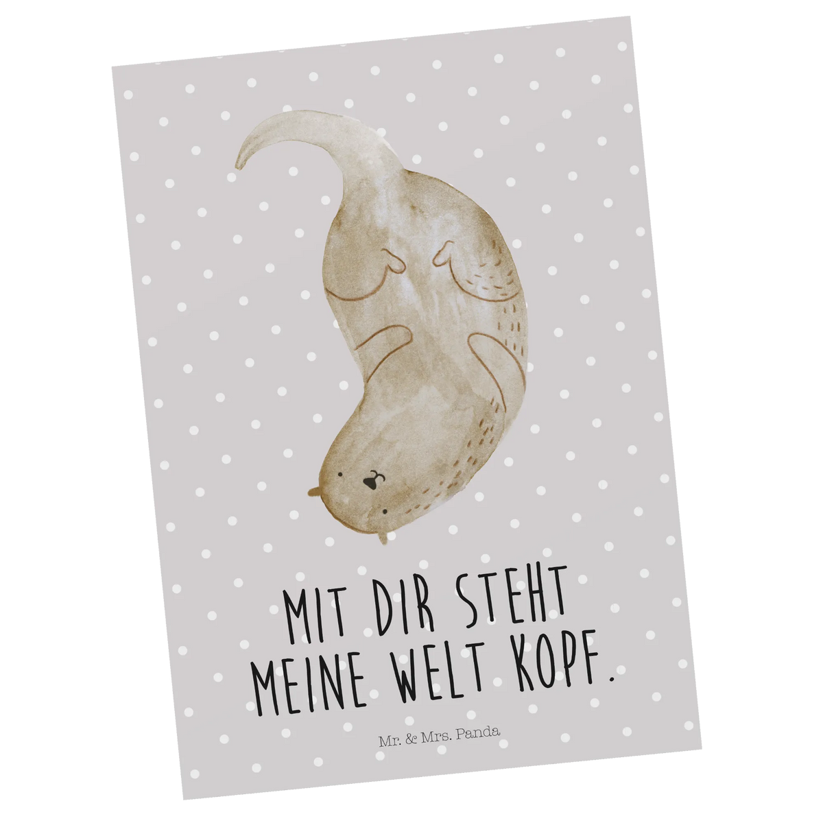 Postkarte Otter Kopfüber Designkarte, Ansichtskarte, einzelkarte, Motivkarte, Ansichtskarten, Fotokarte, Postkarte, Kunstkarten, Grußkarte, spruchkarte, bildkarte, kunstkarte, Postkarten, Otter, Fischotter, Seeotter, Otter Seeotter See Otter