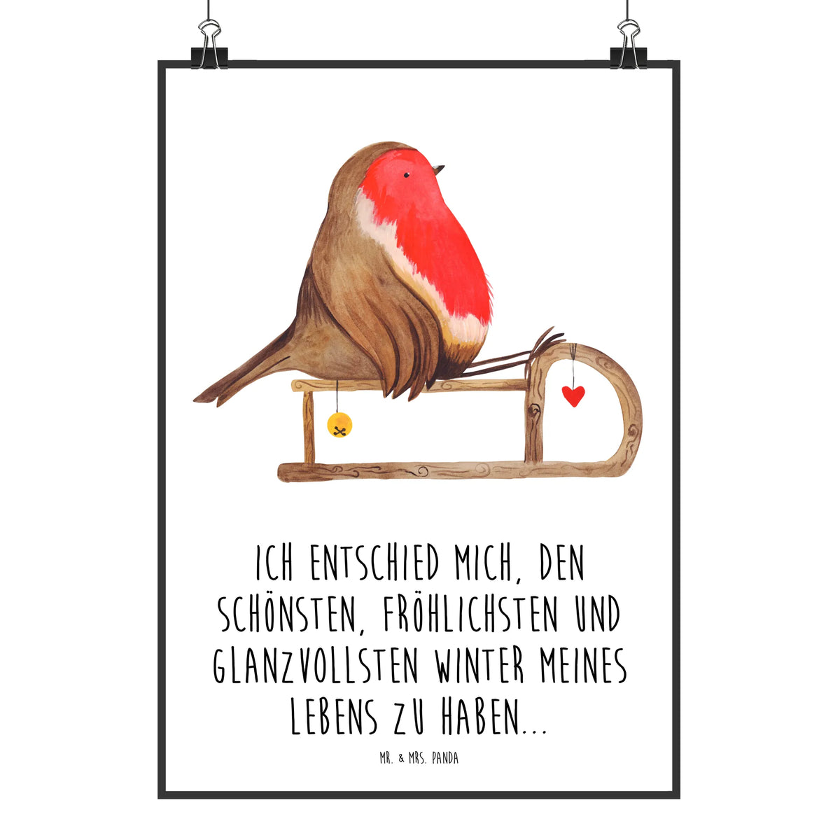 Poster Rotkehlchen Schlitten