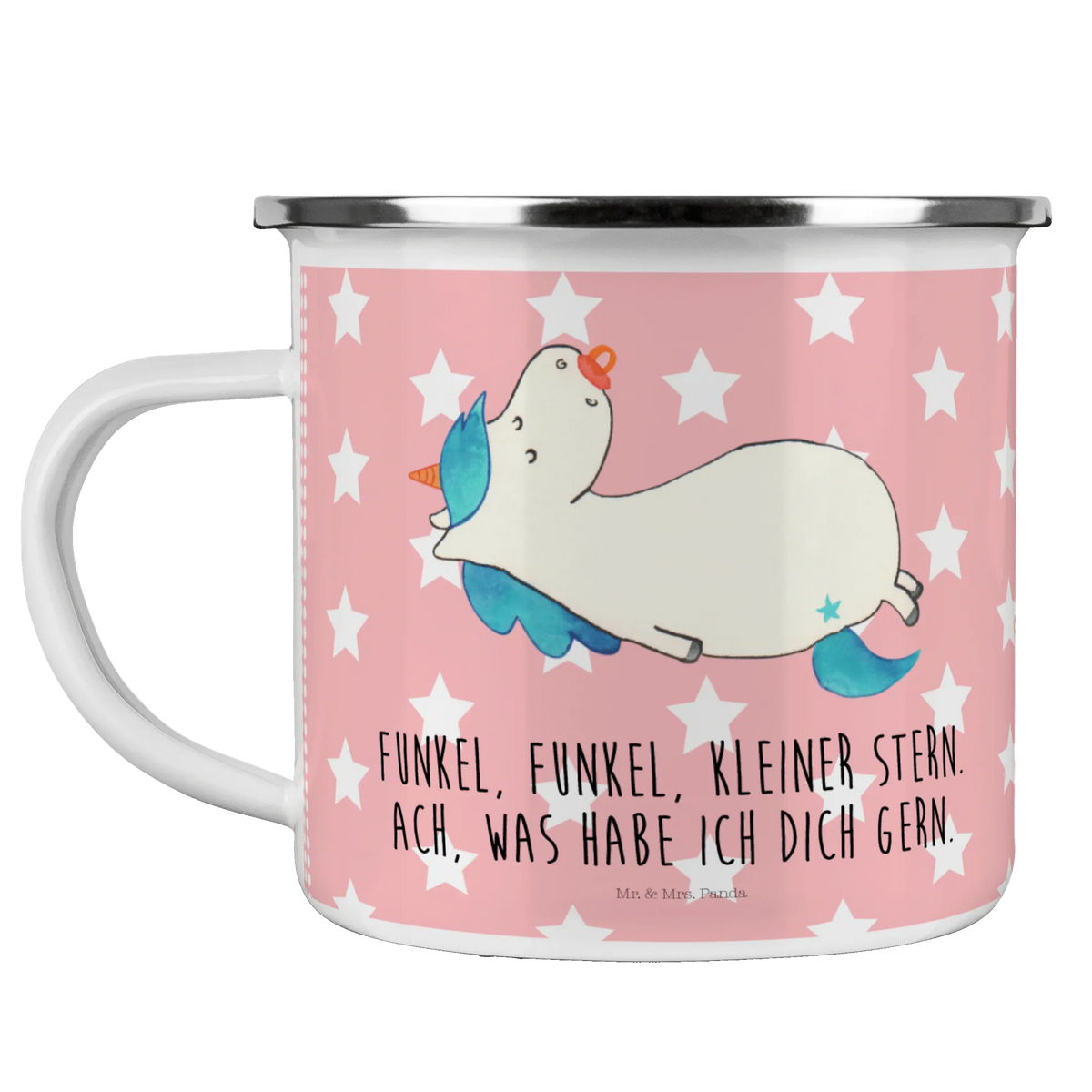 Camping Emaille Tasse Einhorn Schnuller