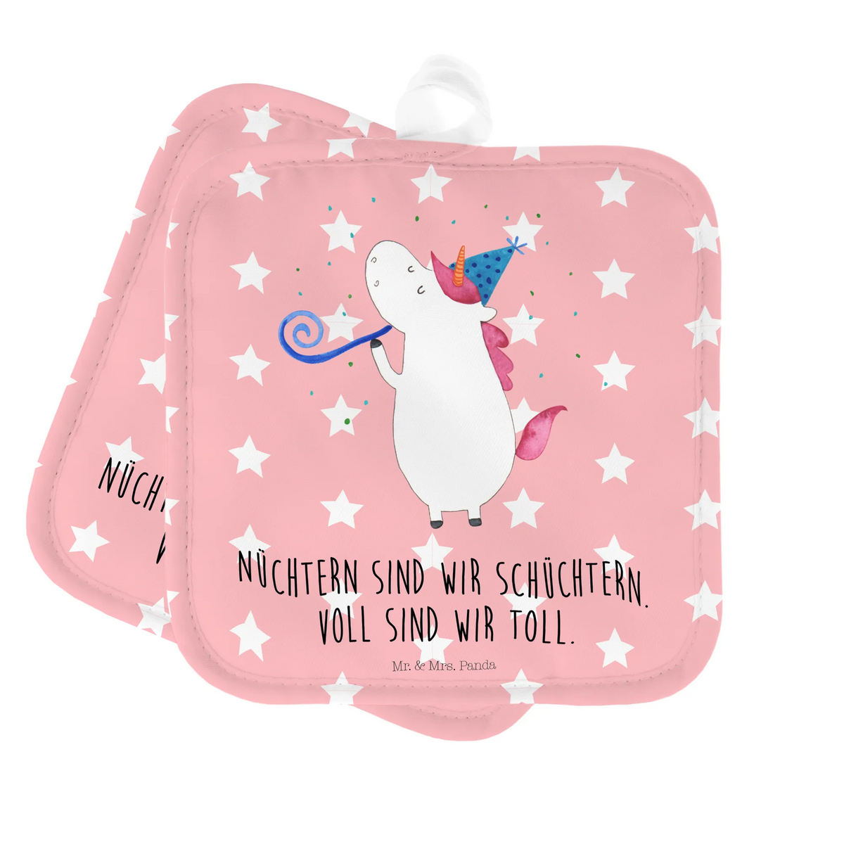 2er Set Topflappen  Einhorn Party
