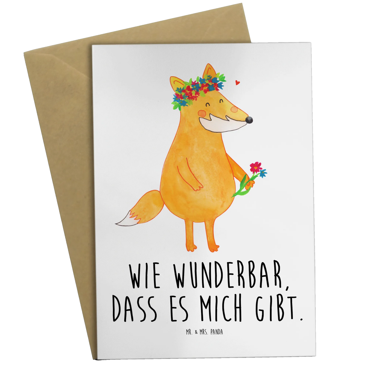 Greetings card Fox Flower animal lover, foxes, forest wildlife, clever as a fox, flower girl, proof of love, flowers, girlfriends, flower, girlfriend, fox girl, me, self-love, joy