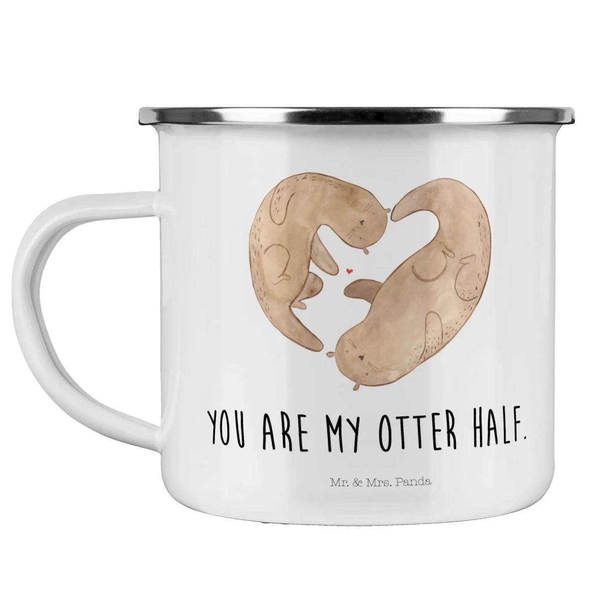 Enamel camping mug otter Heart Kaffeepott, emaillebecher, Tasse Emaille, Teetasse, Reisebecher, Blechtasse, wandertasse, blechbecher, metallbecher, Outdoor Becher, Teebecher, becher emaille, Campingtasse, reisetasse, Emaille Tasse, outdoortasse, Motivtasse, Emailletasse, Campingbecher, Emaille Becher, Haferl, Outdoor Tasse, wanderbecher, Pott, Seeotter, Fischotter, Otter, Herz, Bessere Hälfte, Hochzeitstag, Liebesgeschenk, Liebe, Jahrestag, Liebesbeweis, Gemeinsames Leben, Verlobung, Love You