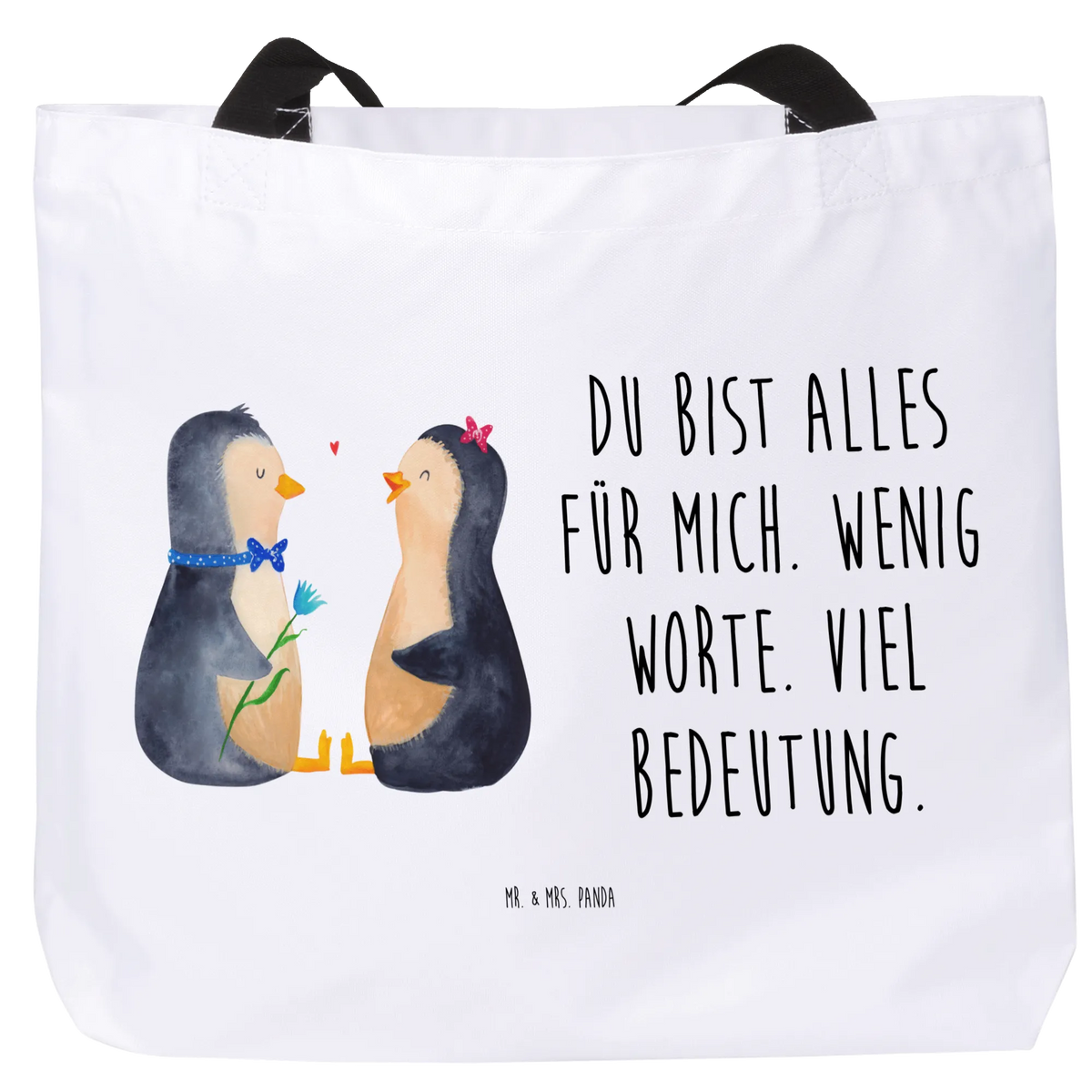 Shopper Pinguin Pärchen Strandtasche, studententasche, Tasche, Einkaufstasche, Freizeittasche, Stofftasche, Pandatasche, Schulbeutel, Büchertasche, Schultasche, XL Tasche, City-Shopper, XXL Tasche, Reisetasche, Henkeltasche, Stoffbeutel, Tote Bag, Unitasche, Shopper Tasche, Tragetasche, Alltagstasche, Urlaubstasche, Statement-Tasche, Laptoptasche, Beutel, Tragebeutel, Pinguin, Jahrestag, Hochzeitsgeschenk, Pinguine, Hochzeit, Verlobung, Liebesgeschenk, Traumpaar, Liebesbeweis, Liebespaar, Große Liebe, Hochzeitstag, Liebe