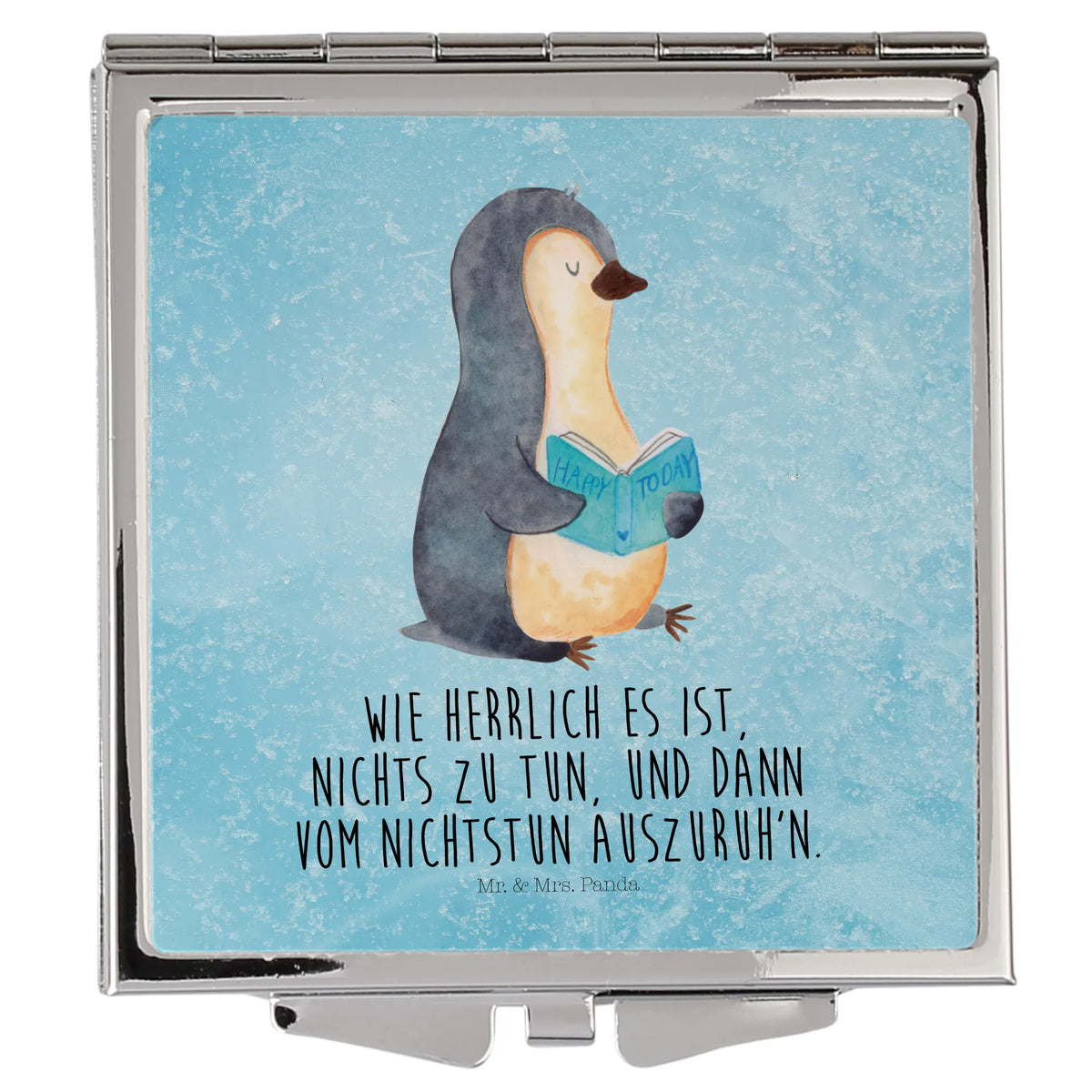 Handtaschenspiegel quadratisch Pinguin Buch