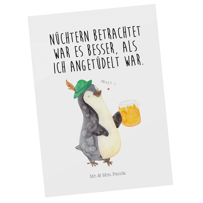 Postkarte Pinguin Bier
