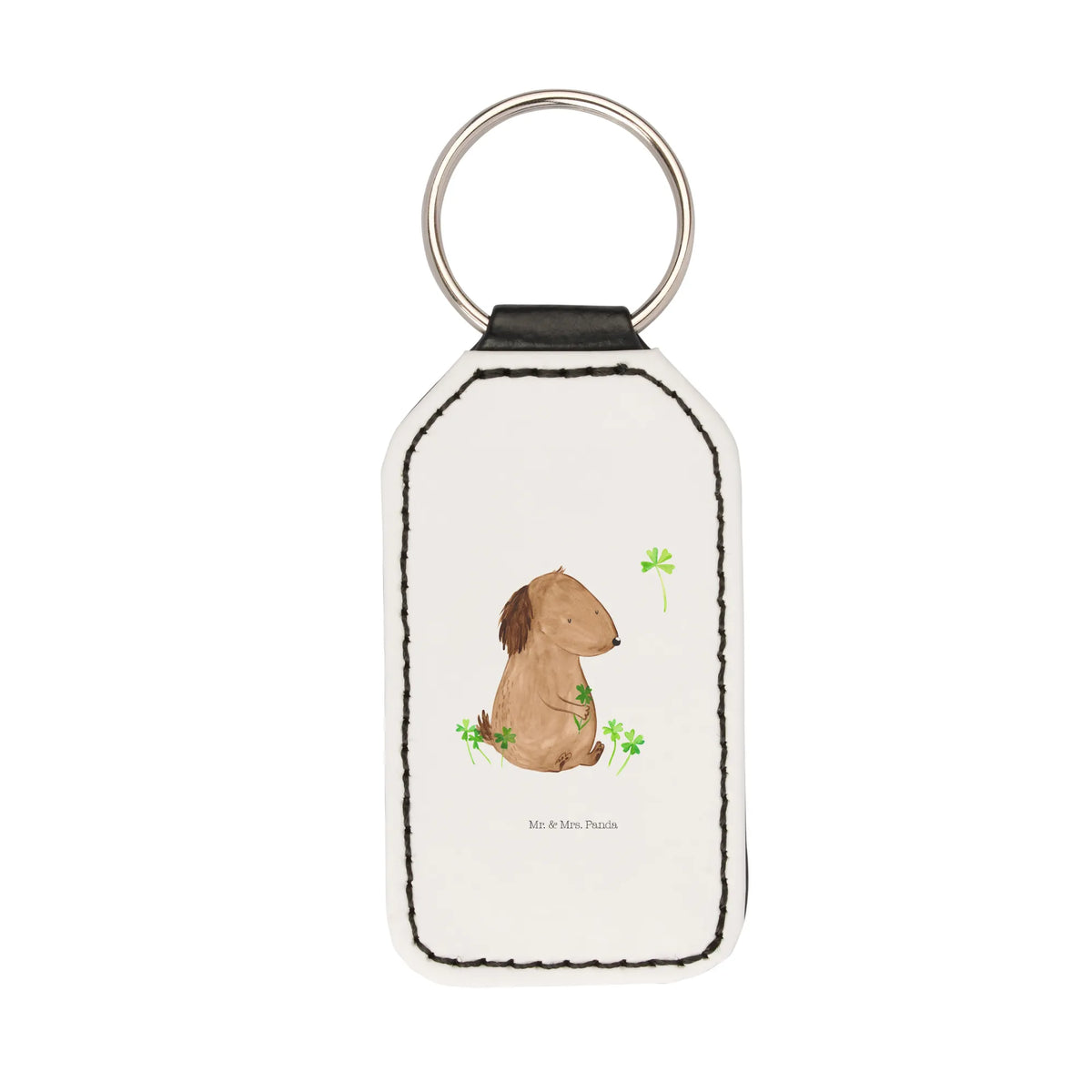 Rechteckig Schlüsselanhänger Hund Kleeblatt