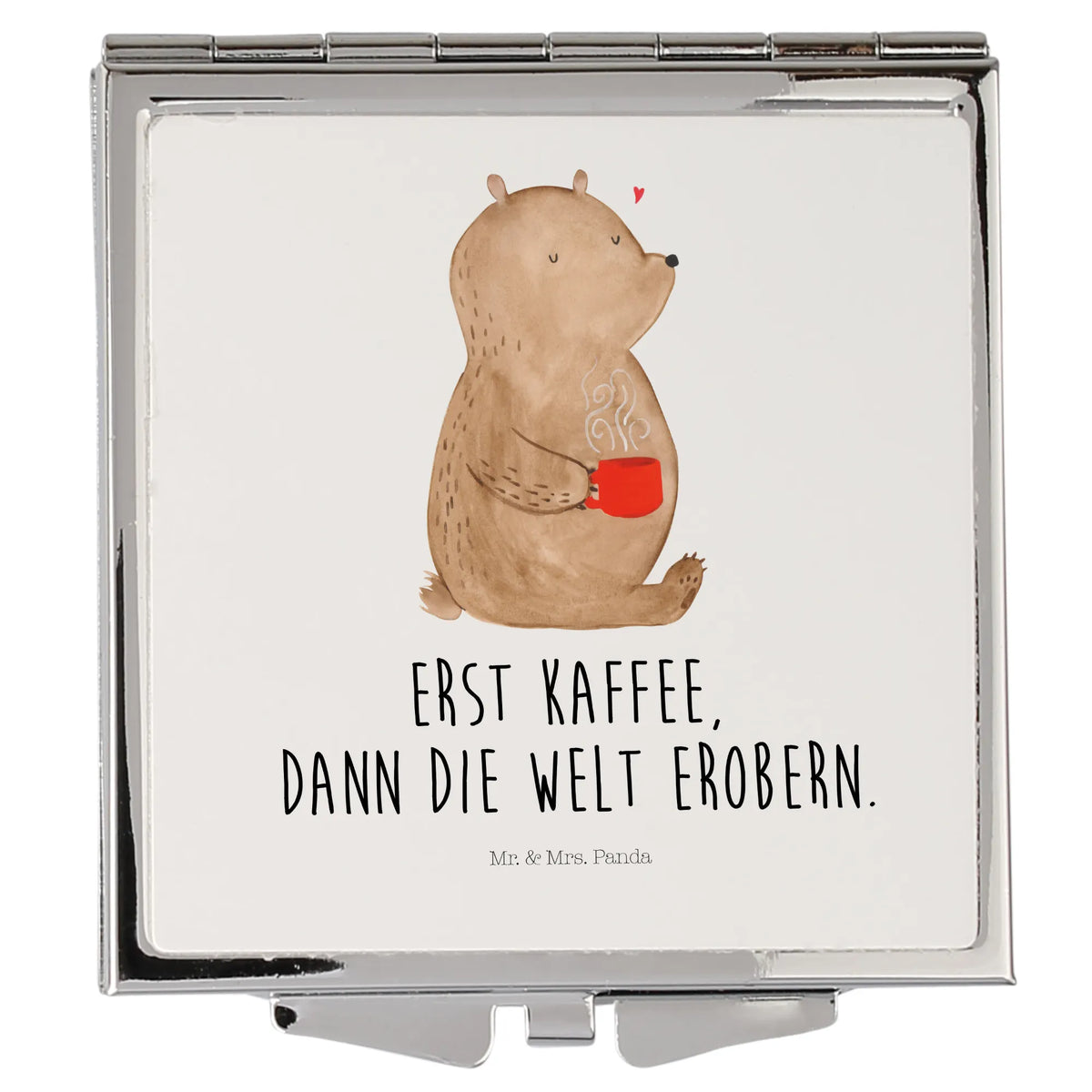 Handtaschenspiegel quadratisch Bär Kaffee