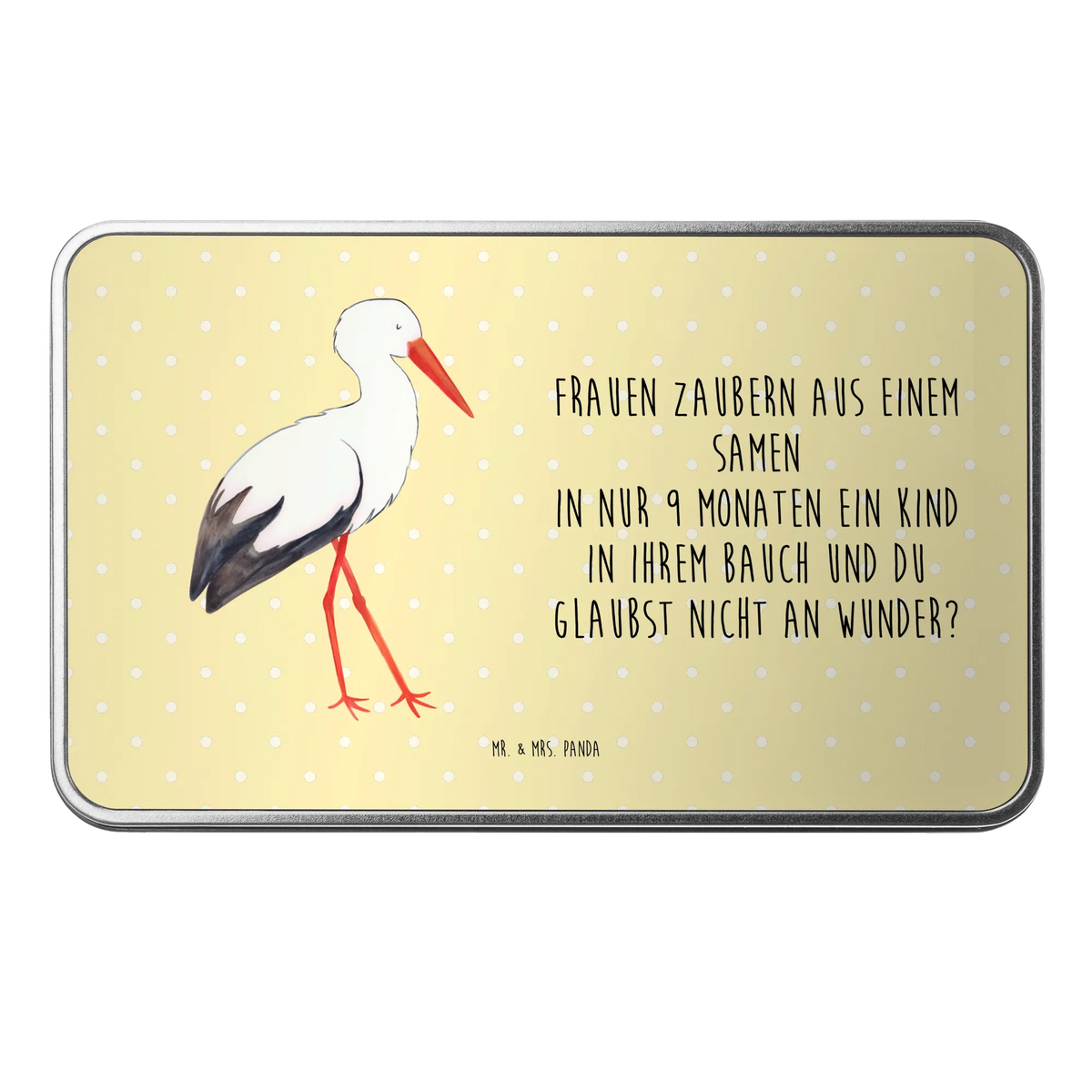 Metal tin Stork card, gift ideas, gifts, small animals, cute, cute animal motives, hand drawn, funny sayings, good mood, special gifts, animal lover, baby bump, becoming a mother, pregnant, birth, stork, mothers, mother, pregnancy